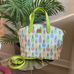 Dooney & Bourke Pineapple Satchel Green and Multicolor Womens Crossbody Purse